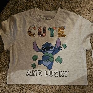 NWT Disney Lilo and Stitch cute and lucky flip sequin graphic t‎ shirt size XS
